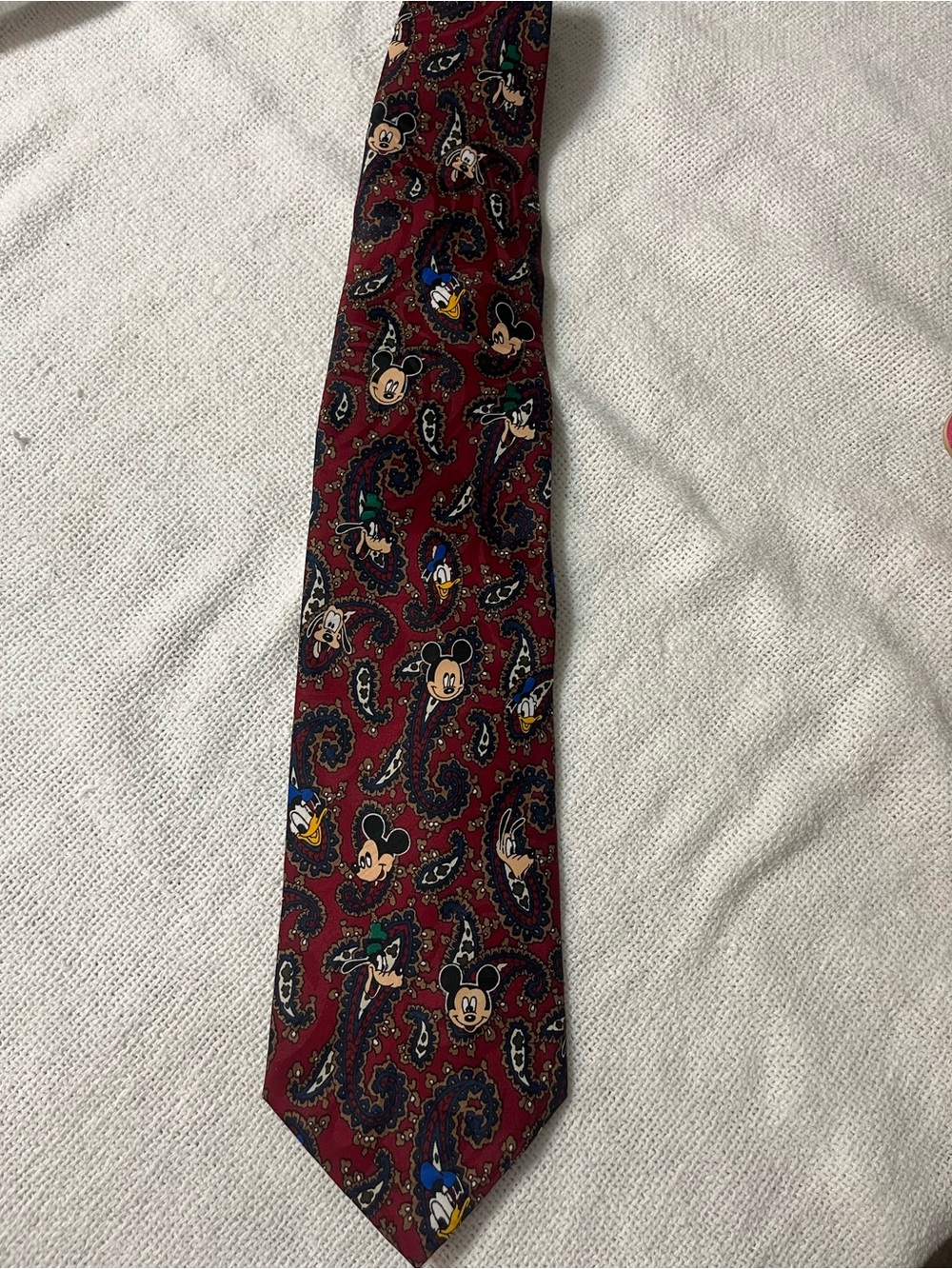 Disney Mickey Mouse Unlimited Vintage Tie Maroon With Disney Faces